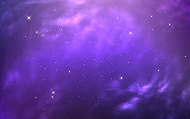 Wall Mural - cosmic background. purple nebula with magic light. fantasy outer space with shining stars. stardust 