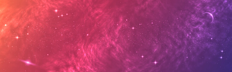Wall Mural - cosmos wallpaper. wide starry galaxy. glowing milky way with stars. beautiful universe with planets.