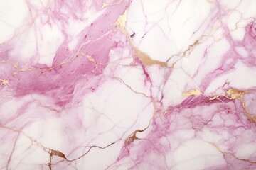 Wall Mural - Abstract pink and white marbled background with intricate golden cracks. Generative AI