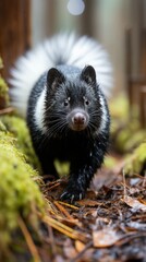 Wall Mural - In the dense forest a skunk