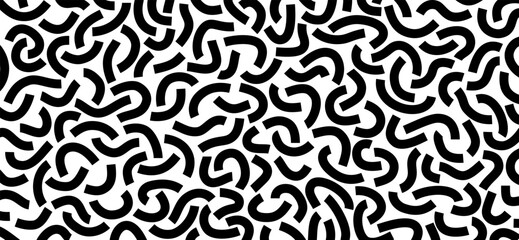 Poster - Monochrome doodle pattern. Funny monochrome pattern. Curved lines on white background.
