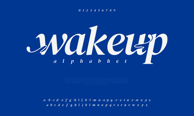 Leinwandbilder - Wakeup creative modern urban alphabet font. Digital abstract moslem, futuristic, fashion, sport, minimal technology typography. Simple numeric vector illustration