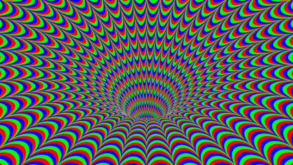 Sticker - Psychedelic RGB optical spin illusion background.