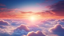 Amazing Sunset Sky And Clouds From Above Ai Generated Art