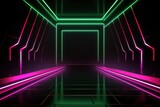 Fototapeta Przestrzenne - abstract futuristic background with pink blue glowing neon moving high speed wave lines and bokeh lights. Data transfer concept Fantastic wallpaper