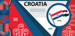 Croatia national day banner design, geometric abstract modern blue red white design..eps