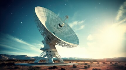 Large parabolic antenna against a beautiful sky