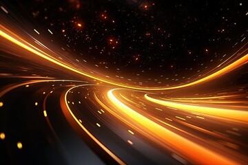 Wall Mural - abstract futuristic background with pink blue glowing neon moving high speed wave lines and bokeh li
