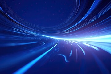 Wall Mural - abstract futuristic background with pink blue glowing neon moving high speed wave lines and bokeh li