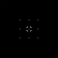 Poster - Cyberpunk style square target. Futuristic military GUI rectangle target, tech aim, quadrate sight, HUD reticle, cyberpunk aesthetics, futuristic interface. Cyber tech style design element.
