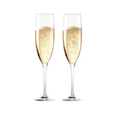 Wall Mural - Two glasses of champagne,Champagne flute, isolated on transparent background,transparency 