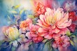 vibrant garden blossoms in nostalgic watercolor style. Generative AI