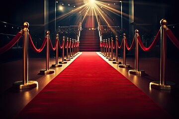 golden glitz and red velvet. luxury event entrance. vip affair. carpet elegance and prestige. cinema