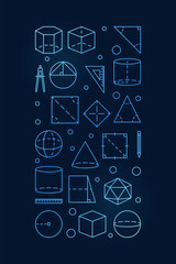 Poster - Geometry School Discipline vector concept vertical thin line blue banner - vector illustration