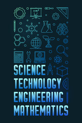 Poster - STEM Education concept outline vertical colored banner - vector illustration