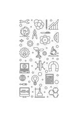 Poster - STEM concept vertical minimal thin line banner. Science, technology, engineering, math illustration