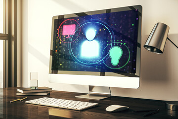 Aufkleber - Social network concept on modern laptop screen. 3D Rendering