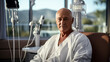 © Shubby Studio - Portrait of a Man undergoing course of chemotherapy in clinic. Sick bold man in hospital.Prostate cancer awareness concept