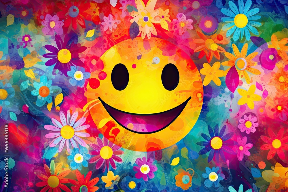 Colorful Smiley Face Wallpaper: Vibrant Artistic Background for a ...