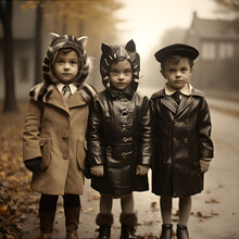 Vintage Halloween Costumes, Kids From The 1940s Embracing The Spooky Spirit