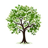 Fototapeta Panele - Nature artistry. Green leaf illustration. Summer palette. Vibrant tree icon design. Symbol of growth. Spring trees silhouette. Seasons unveiled