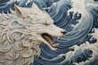 Wolf Wallpaper: Abstract Wavy Pattern Fragment of Artwork on Paper