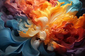 Poster - An abstract painting with swirling colors and shapes, evoking a dreamlike and surreal atmosphere. 