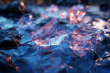Poster - Abstract ice crystals and frosty textures, reflecting the chilly and refreshing essence of the New Year. 