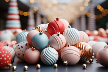 Aufkleber - A modern Christmas background with geometric patterns and trendy pastel colors.  