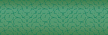 Seamless Pattern In Oriental Geometric Traditional Style. 3d Festive Japanese Ornament For Lunar Chinese New Year Decoration. Green Wood Abstract Asian Vector Creative Motif. Vintage Dragon.