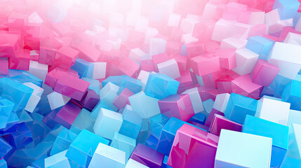 Wall Mural - Texture background with random 3d cubic metal boxes in bright blue and red colors