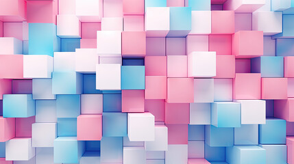 Wall Mural - Texture background with random 3d cubic metal boxes in bright blue and red colors