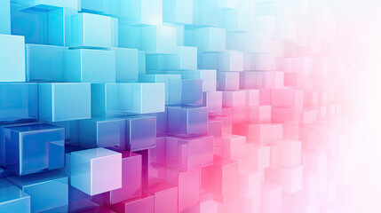 Wall Mural - Texture background with random 3d cubic metal boxes in bright blue and red colors