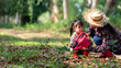 © freebird7977 - Asia family mother and kid daughter plant sapling tree outdoors in nature spring for reduce global warming growth feature and take care nature earth in the forest. Environment Concept