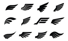 Set Of Silhouettes Of Wings, Frame Wings Vector Set, Angle Wing Set