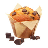 Muffin aux pépites de chocolat / fond transparent