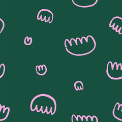 Fototapete - Abstract seamless pattern in simple doodle style. Endless natural background, modern scribble shapes. Repeating print, texture design for textile, fabric. Hand-drawn graphic vector illustration