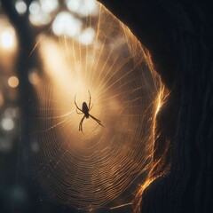 a spider is constructing a web