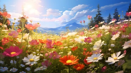 Flower filled meadow background