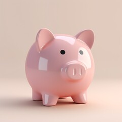 Wall Mural - piggy bank with coins. Pastel background. 3D rendering. Financial and investment business concepts
