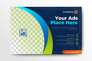 Poster - business ad banner with space for image. vector