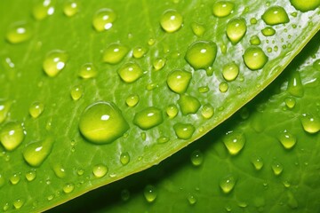 Poster - detail shot of raindrops on a citrus leaf