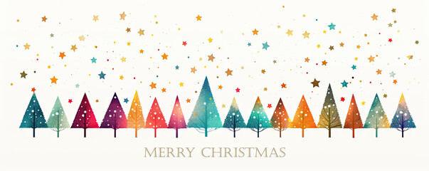 Wall Mural - colorful christmas fir tree greeting card illustration