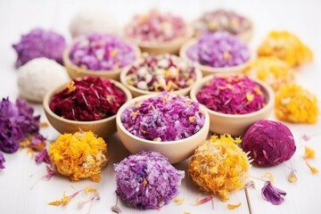 Wall Mural - arrangement of dried flowers used for decorating bath bombs