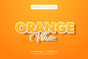 Wall Mural - orange white 3D text effect template