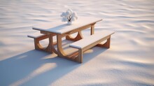 Snow-covered Picnic Table. AI Generated