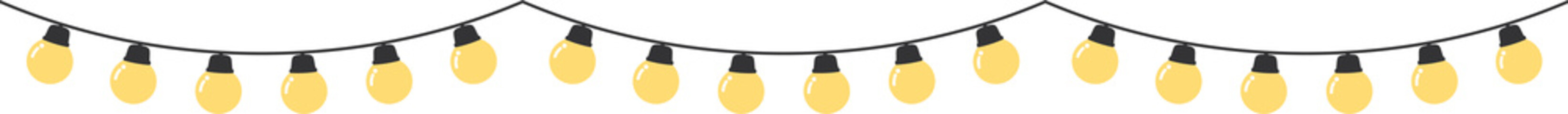 Wall Mural - Seamless festive yellow Christmas string light border. Flat design illustration.	
