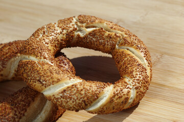 Wall Mural - turkish bagels on wooden table