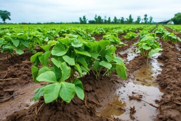 Wall Mural - coffee cultivation field after rain