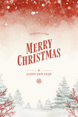 Wall Mural - Merry Christmas and Happy New Year greeting card. Vector illustration.